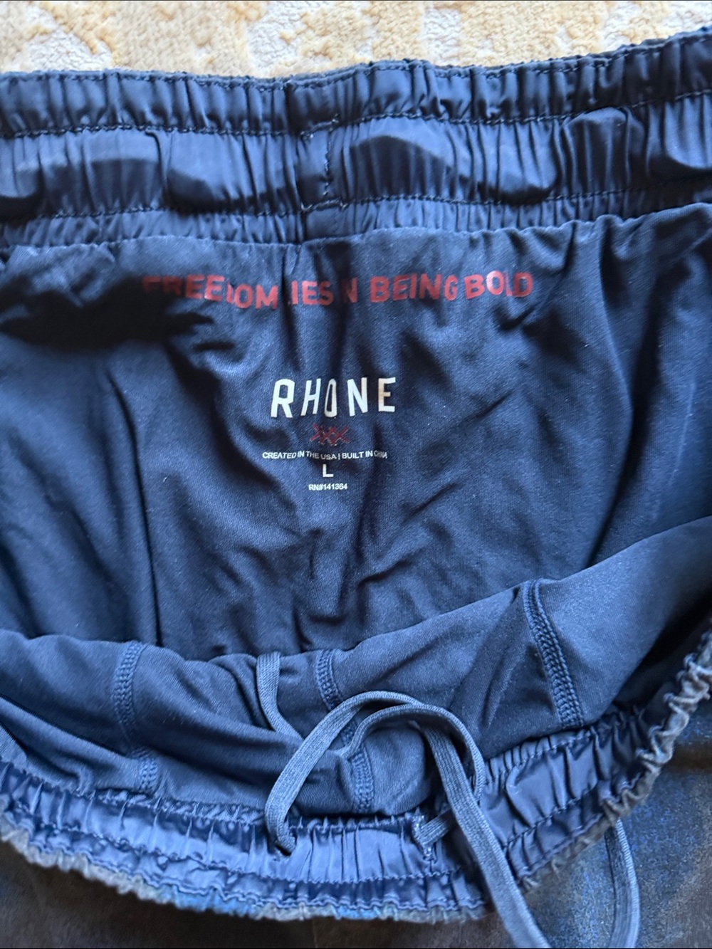RHONE Men's Navy-Black Elastic Waist Athletic Shorts - Picture 2 of 3